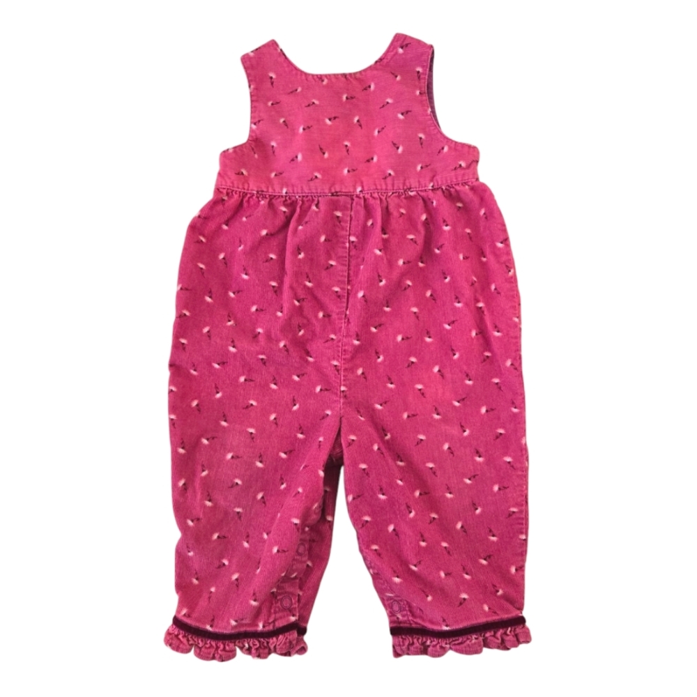 Vintage Y2k Cherokee Pink Fuschia Corduroy Floral Patterned Jumpsuit